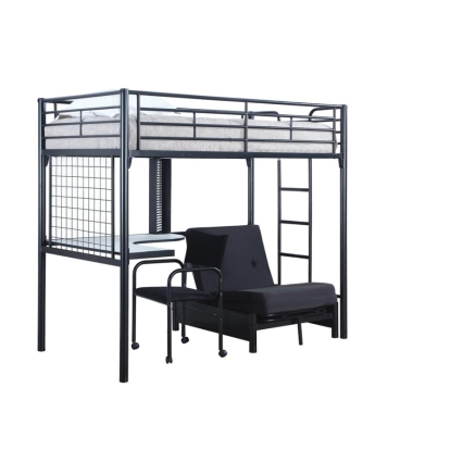 Coaster Jenner Twin Futon Workstation Loft Bed Black Model 2209