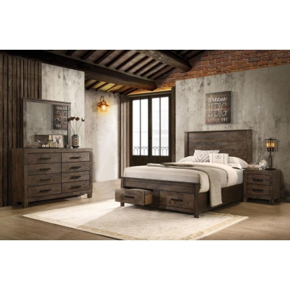 Coaster Woodmont 4-piece Eastern King Platform Bedroom Set Rustic Golden Brown Model 222631KE-S4
