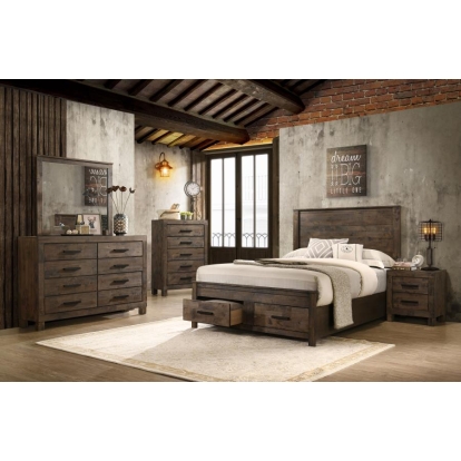 Coaster Woodmont 5-piece Eastern King Platform Bedroom Set Rustic Golden Brown Model 222631KE-S5