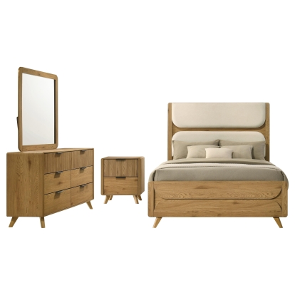 Coaster Bennett Mid-Century Modern Light Oak Eastern King Bed Model 222901Ke-S4