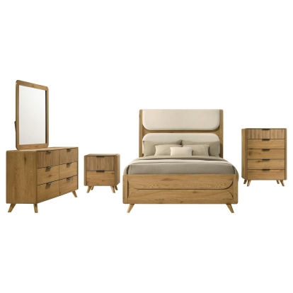 Coaster Bennett Mid-Century Modern Light Oak Eastern King Bed Model 222901Ke-S5