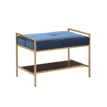 Coaster Upholstered Stool Navy Blue and Gold Model 223117