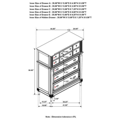 Coaster Alderwood 5-drawer Chest French Grey