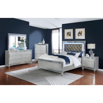 Coaster Gunnison 5-piece Queen Bedroom Set with LED Lighting Silver Metallic Model 223211Q-S5
