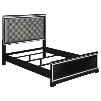 Coaster Eleanor Upholstered Tufted Bed Silver and Black Model 223361Q