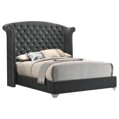 Coaster Melody Eastern King Wingback Upholstered Bed Grey Model 223381KE