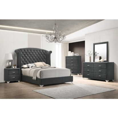 Coaster Melody 4-piece California King Tufted Upholstered Bedroom Set Grey Model 223381KW-S4