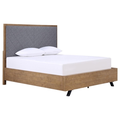 Coaster Taylor Upholstered Queen Panel Bed Light Honey Brown and Grey Model 223421Q