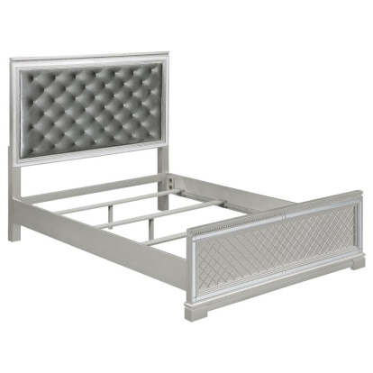 Coaster Eleanor Upholstered Tufted Bed Metallic Model 223461Q