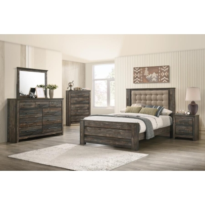 Coaster Ridgedale 4-piece Eastern King Bedroom Set Weathered Dark Brown and Latte Model 223481KE-S4