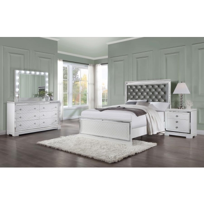 Coaster Eleanor Upholstered Tufted Bedroom Set White Model 223561KW-S4