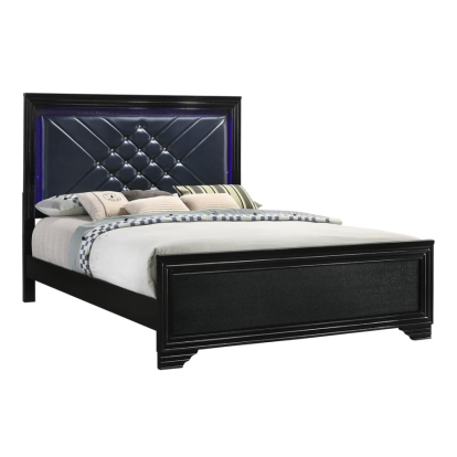 Coaster Penelope Queen Bed with LED Lighting Black and Midnight Star Model 223571Q