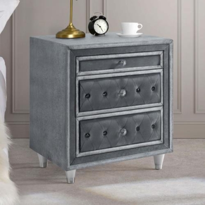 Coaster Antonella 3-drawer Upholstered Nightstand Grey