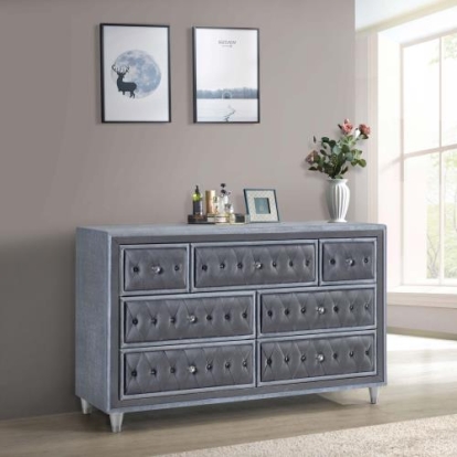 Coaster Antonella 7-drawer Upholstered Dresser Grey