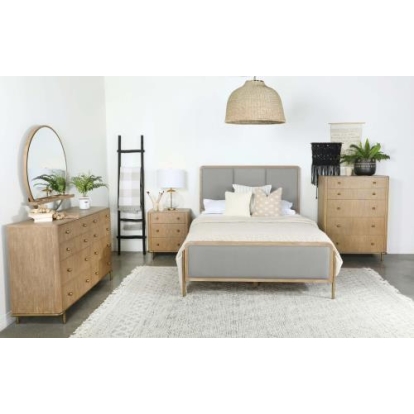 Coaster Arini 5-piece Upholstered Queen Bedroom Set Sand Wash and Grey