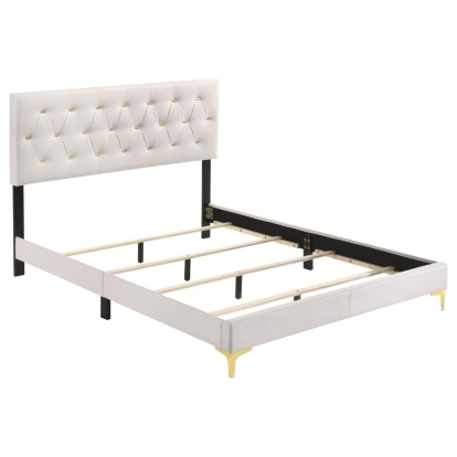 Coaster Kendall Tufted Upholstered Panel Eastern King Bed White Model 224401KE