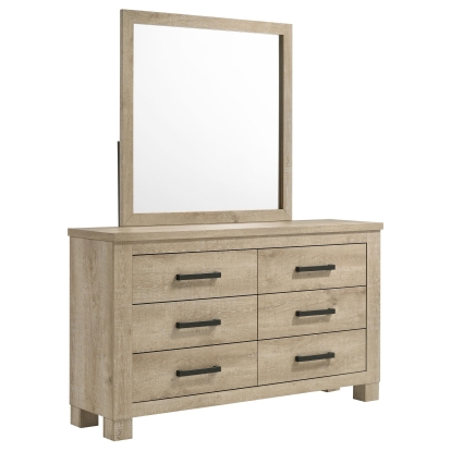 Coaster Oakglen Rustic Weathered Oak Dresser With Mirror Model 225103M