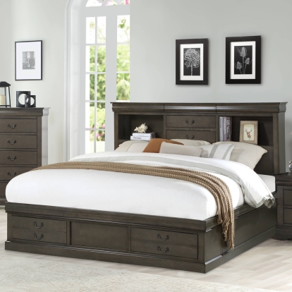 ACME Louis Philippe III EK Bed With Storage Model 24927EK