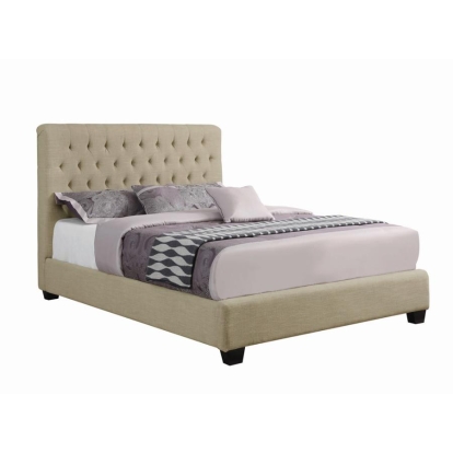 Coaster Chloe Tufted Upholstered Queen Bed Oatmeal Model 300007Q