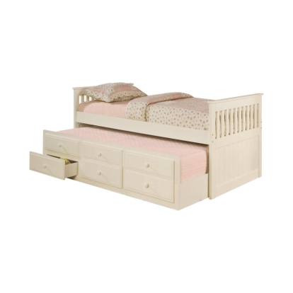 Coaster Rochford Twin Captain's Bed with Storage Trundle White Model 300107