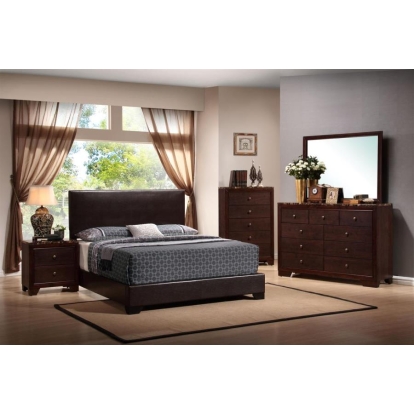 Coaster Conner Bedroom Set with Upholstered Headboard Cappuccino Model 300261KE-S5
