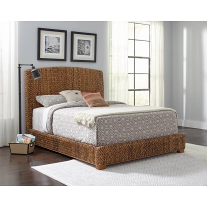 Coaster Laughton California King Hand-Woven Banana Leaf Bed Amber Model 300501KW