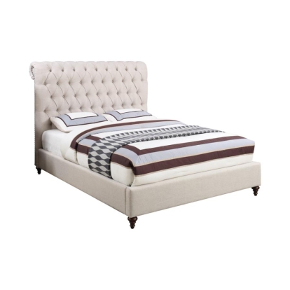 Coaster Devon Button Tufted Upholstered Eastern King Bed Beige Model 300525KE