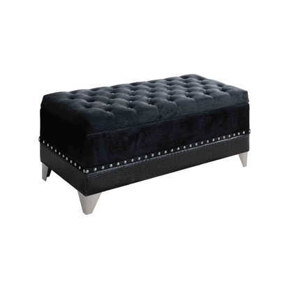 Coaster Barzini Tufted Rectangular Trunk with Nailhead Black