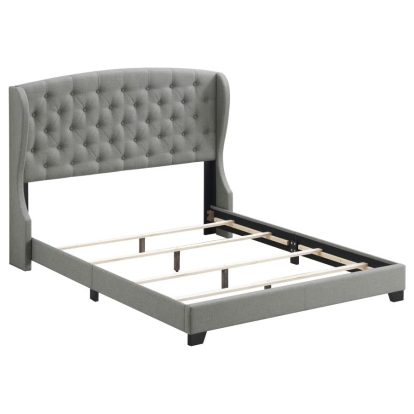 Coaster Krome Eastern King Upholstered Bed with Demi-wing Headboard Smoke Model 305971KE