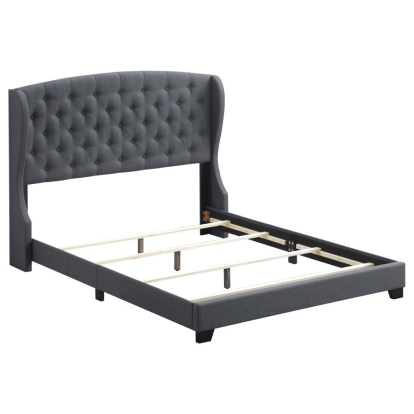 Coaster Krome Eastern King Upholstered Bed with Demi-wing Headboard Gunmetal Model 305972KE
