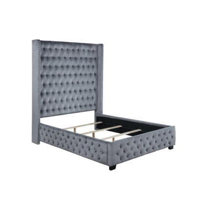 Coaster Rocori Eastern King Wingback Tufted Bed Grey Model 306075KE