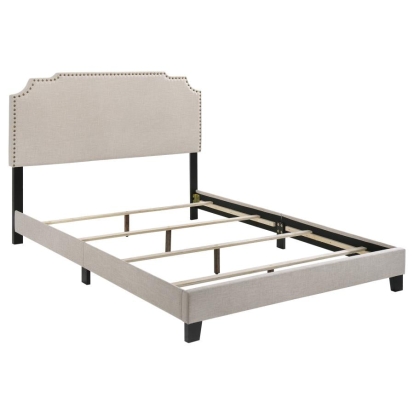 Coaster Tamarac Upholstered Nailhead Queen Bed Beige Model 310061Q