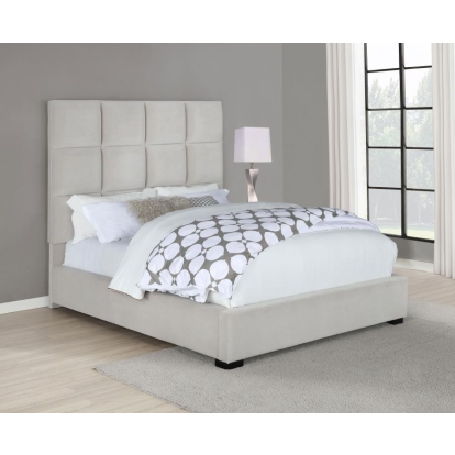 Coaster Panes Queen Tufted Upholstered Panel Bed Beige Model 315850Q