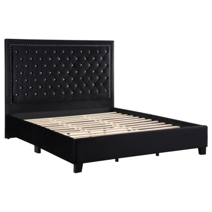 Coaster Hailey Upholstered Tufted Platform Queen Bed Black Model 315925Q