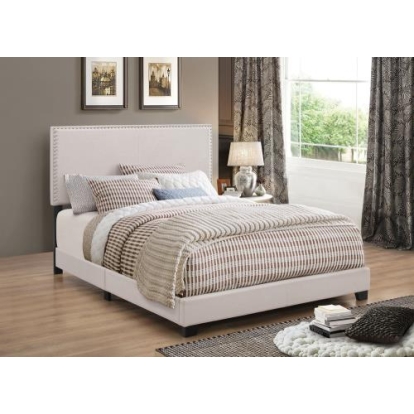 Coaster Boyd Twin Upholstered Bed with Nailhead Trim Ivory