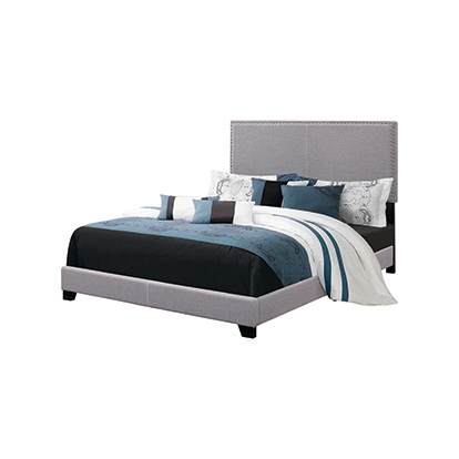 Coaster Boyd California King Upholstered Bed with Nailhead Trim Grey