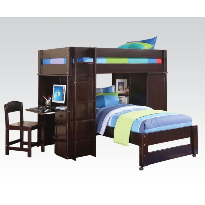 ACME Lars Twin/Twin Loft Bed With Wardrobe & Desk & Chair Model 37495