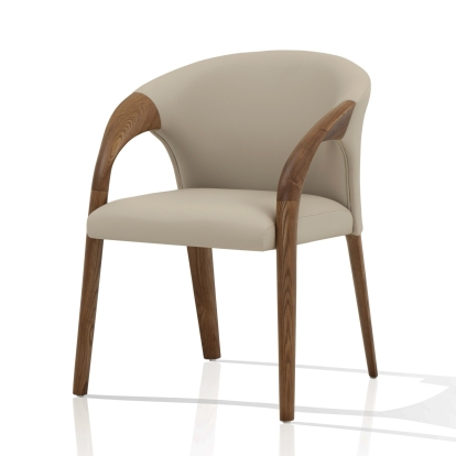 Modrest Wynetta Mid-Century Modern Grey Vegan Leather + Walnut Dining Chair Dining Chair Light Grey furniture-00182242 Vig Furniture VGCSACH-19075-WAL