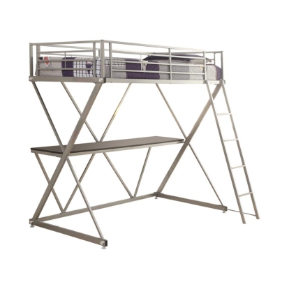 Coaster Hyde Twin Workstation Loft Bed Silver Model 400034T