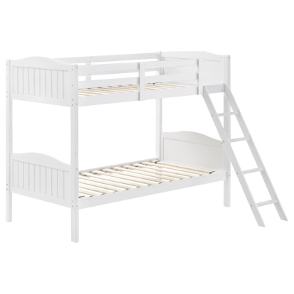 Coaster Arlo Twin/Twin Bunk Bed with Ladder White Model 405053WHT