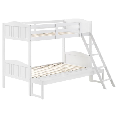 Coaster Arlo Twin/Full Bunk Bed with Ladder White Model 405054WHT