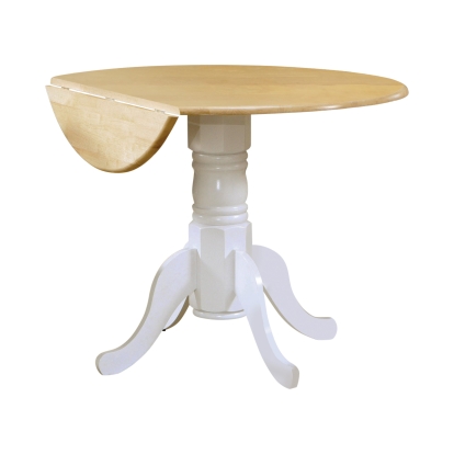 Coaster Allison Drop Leaf Round Dining Table Natural Brown and White Model 4241