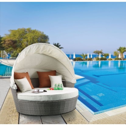 ACME Salena Patio Canopy Sofa With 4 Pillows & Ottoman Model 45025