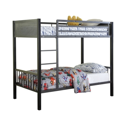 Coaster Meyers 2-piece Metal Twin over Twin Bunk Bed Set Black and Gunmetal Model 460390-S2