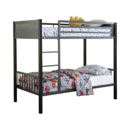 Coaster Meyers Twin over Twin Metal Bunk Bed Black and Gunmetal Model 460390