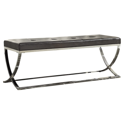 Coaster Walton Rectangle Upholstered Tufted Bench Black Model 501156