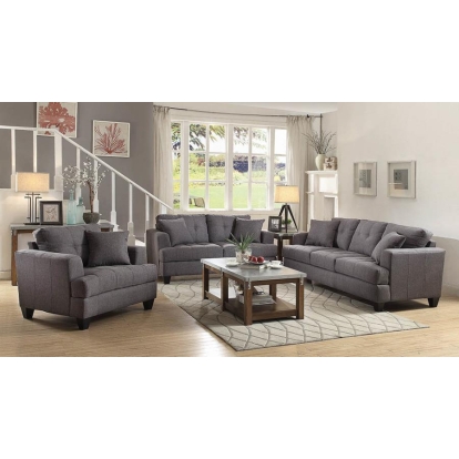 Coaster Samuel Biscuit Back Living Room Set Charcoal Model 505175-S3