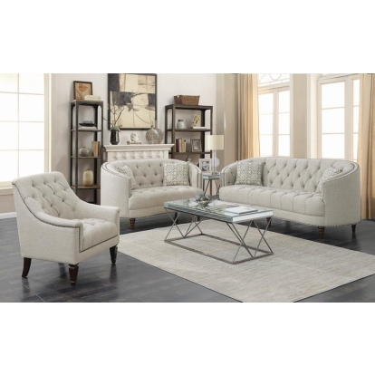 Coaster Avonlea Upholstered Tufted Living Room Set Grey Model 505641-S2