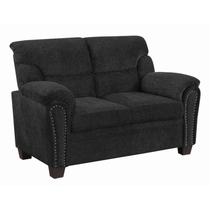 Coaster Clementine Upholstered Loveseat with Nailhead Trim Grey Model 506575