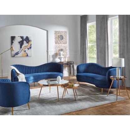 Coaster Sophia Camel Back Living Room Set Blue Model 506861-S2